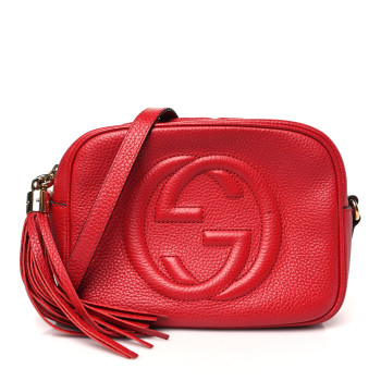 GUCCI Pebbled Calfskin Small Soho Disco Bag Tabasco Red