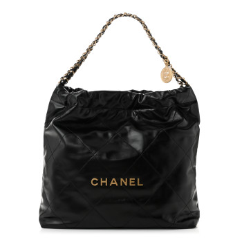 CHANEL Shiny Calfskin Quilted Chanel 22 Black