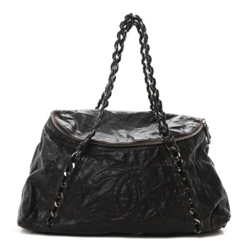 CHANEL Glazed Caviar Modern Chain Tote Brown