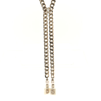 CHANEL Pearl Resin Crystal CC No 5 Perfume Bottle Chain Gold
