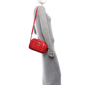 BURBERRY Calfskin Quilted Small Lola Camera Bag Bright Red