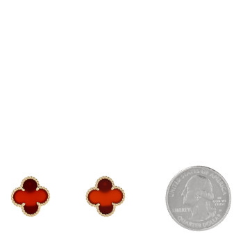 VAN CLEEF & ARPELS 18K Yellow Gold Carnelian Vintage Alhambra Earrings