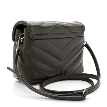 SAINT LAURENT Calfskin Y Quilted Monogram Toy Loulou Crossbody Bag Military Olive