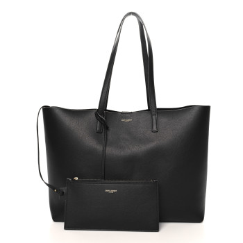 SAINT LAURENT Calfskin Large Shopping Tote Black