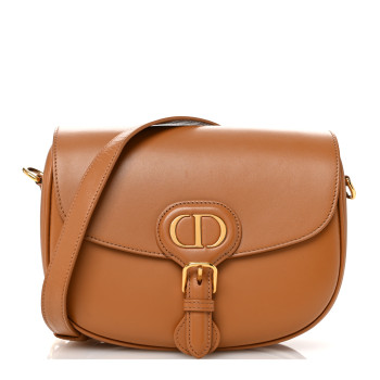 CHRISTIAN DIOR Box Calfskin Medium Bobby Flap Camel