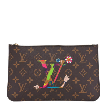 LOUIS VUITTON LV X TM Monogram Flowers Neverfull Pochette