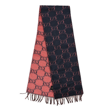 GUCCI Wool Alpaca GG Monogram Big GG Rock Scarf Tangerine Brown