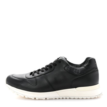 LOUIS VUITTON Calfskin Mesh Monogram Eclipse Mens Run Away Sneaker 8 Black