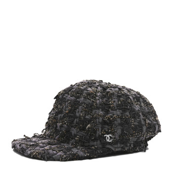CHANEL Cotton Tweed CC Beret M Black Multicolor