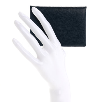 HERMES Epsom Verso Calvi Duo Card Case Bleu De Prusse Vert Fizz