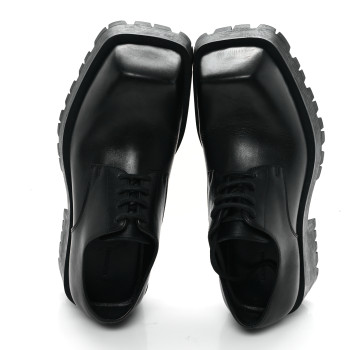 BALENCIAGA Calfskin Trooper Derby Loafers 38 Black