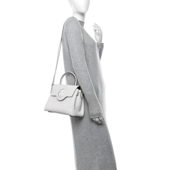 VERSACE Calfskin Medium La Medusa Top Handle Handbag Optical White