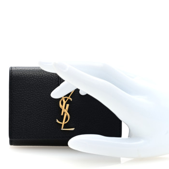 SAINT LAURENT Grain de Poudre Monogram Slim Key Case Black