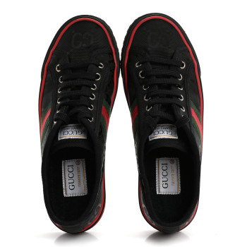 GUCCI Econyl Nylon Web Monogram Off The Grid Womens 1977 Tennis Sneakers 38 Black