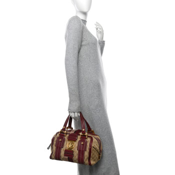 GUCCI Monogram Medium Aviatrix Boston Ebony Bordeaux