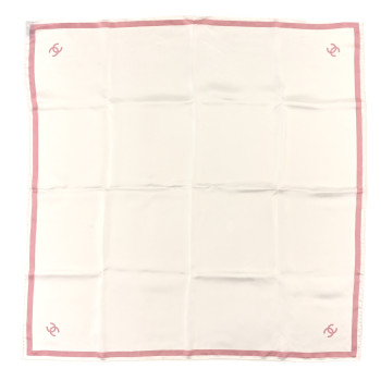 CHANEL Silk CC Square Square Ecru Light Pink