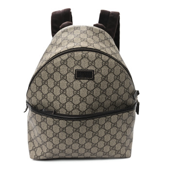 GUCCI GG Supreme Monogram Margaux Calfskin Childrens Day Backpack Beige Ebony Cocoa Dark Chocolate