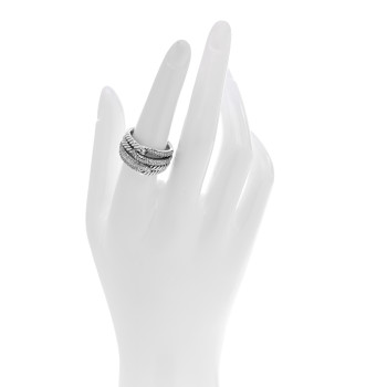 DAVID YURMAN Sterling Silver Diamond 13mm Labyrinth Double Loop Ring 54 6.75