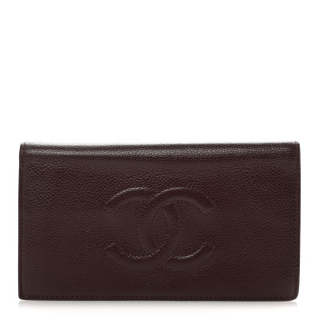 CHANEL Caviar Timeless CC Yen Wallet Burgundy