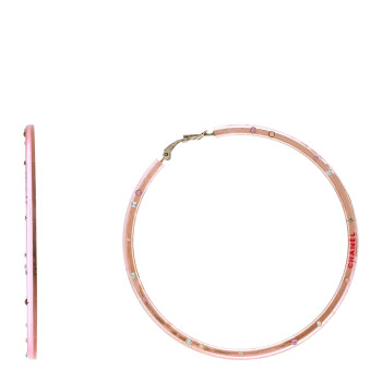 CHANEL Translucent Resin Crystal Hoop Earrings Pink Multicolor