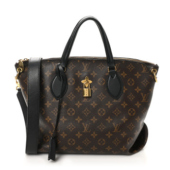 LOUIS VUITTON Monogram Flower Zipped Tote MM Black