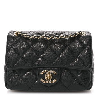 CHANEL Grained Lambskin Quilted Mini Flap Black