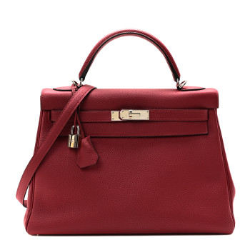 HERMES Togo Kelly Retourne 28 Rouge Grenat