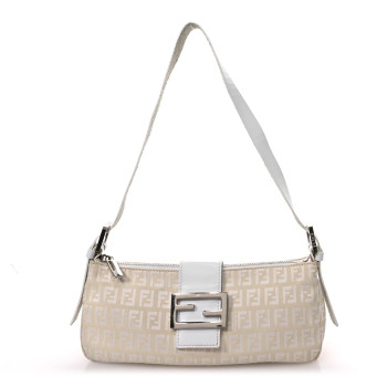 FENDI Zucchino Mini Baguette Beige White