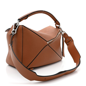 LOEWE Calfskin Medium Puzzle Bag Tan