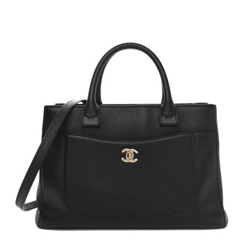CHANEL Grained Calfskin Small Neo Executive Shopper Tote Black