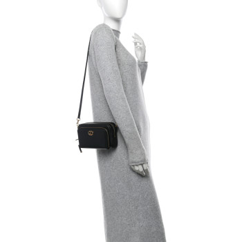 CHRISTIAN DIOR Grained Calfskin Caro Double Pouch Black CHRISTIAN DIOR Grained Calfskin Caro Double Pouch Black