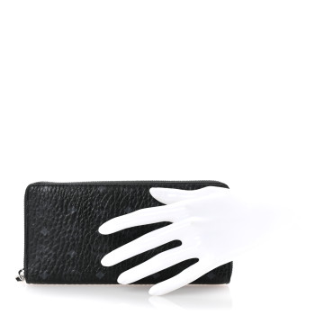 MCM Visetos Large Zip Around Wallet Black