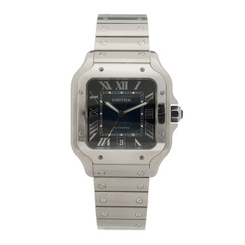 CARTIER Stainless Steel 39.8mm Santos De Cartier Automatic Watch Blue