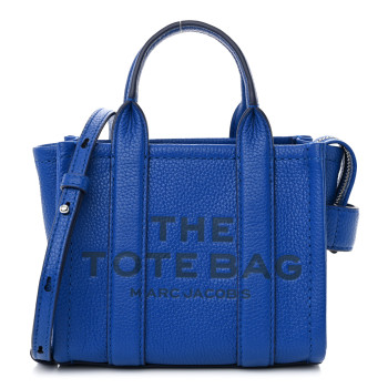 MARC JACOBS Grained Calfskin Mini The Tote Bag Cobalt