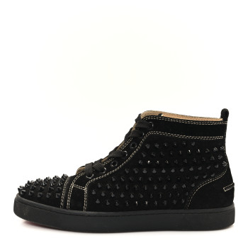 CHRISTIAN LOUBOUTIN Veau Velours Womens Louis Spikes Flat Sneakers 39.5 Black