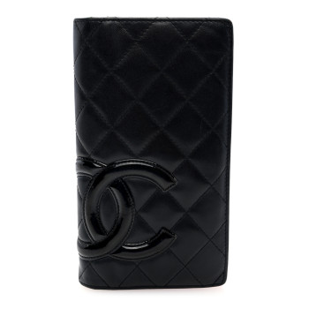 CHANEL Calfskin Quilted Cambon Yen Wallet Black