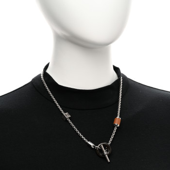 HERMES Palladium Buffalo Horn Swift Meli-Melo Necklace Gold