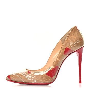 CHRISTIAN LOUBOUTIN PVC Loubi Print So Kate 120 Pumps 38.5 Kraft