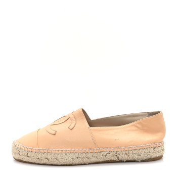 CHANEL Lambskin CC Espadrilles 38 Nude