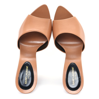SAINT LAURENT Calfskin Gippy 105 Mule Sandals 39 Bisque