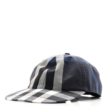 BURBERRY Technical Cotton Check Baseball Cap L Blue Grey