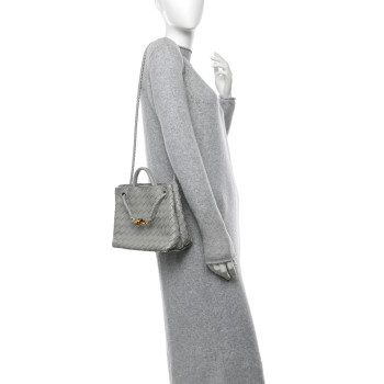 BOTTEGA VENETA Nappa Intrecciato Small Andiamo Shoulder Bag Agate Grey