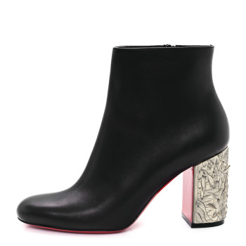 CHRISTIAN LOUBOUTIN Calfskin Bas Relief Pietra 85 Ankle Boots 38.5 Black