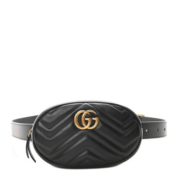 GUCCI Calfskin Matelasse GG Marmont Belt Bag 85 34 Black