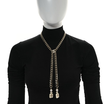 CHANEL Pearl Resin Crystal CC No 5 Perfume Bottle Chain Gold
