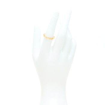 GUCCI 18K Yellow Gold Diamond Flora Band Ring 53 6.25