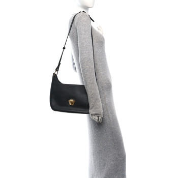 VERSACE Calfskin La Medusa Medium Hobo Black