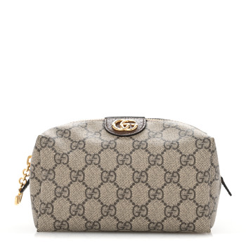 GUCCI Soft GG Supreme Monogram Calfskin Medium Ophidia Cosmetic Case Beige Ebony New Acero