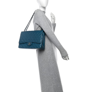 CHANEL Lambskin Quilted Maxi Double Flap Turquoise