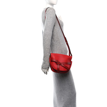 LOEWE Grained Calfskin Small Gate Crossbody Bag Burnt Red